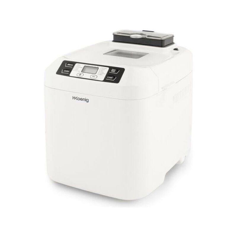 Machine a Pain Hkoenig BAKE340 - 12 programmes - 3 niveaux de cuisson - Jusqu'a 800g de pain - 550W - Blanc