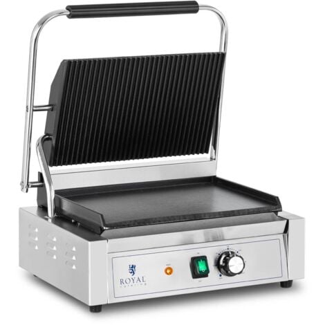 Machine À Panini Plancha Électrique Professionnelle Plat Rainuré 2 200 W