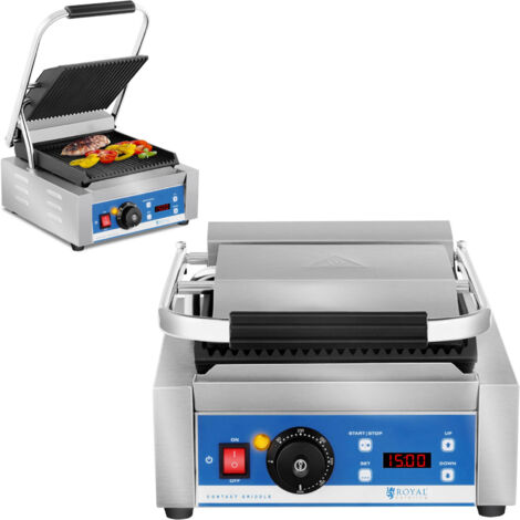 Machine à panini - Royal Catering - Puissance: 1 800 W - Surface: striée