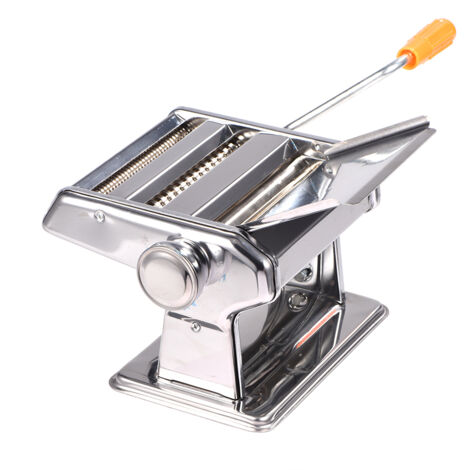 Machine à Pasta en Acier Inoxydable Manuelle avec 2 Lames Réglables (4.5 mm / 2.5 mm) + Pied Anti-Évasion pour Fettuccine, Spaghetti, Lasagne - Cuisine Maison