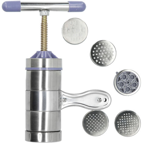 Machine à Pâtes Manuelle en Acier Inoxydable avec 5 Moules pour Nouilles Fraîches - Accessoire de Cuisine