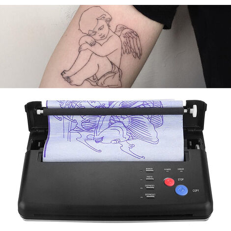 Machine à pochoir Machine de transfert de tatouage portable Imprimante Dessin Machine à pochoir thermique Copieur pour papier de transfert de tatouage A4, graphique linéaire disponible, noir