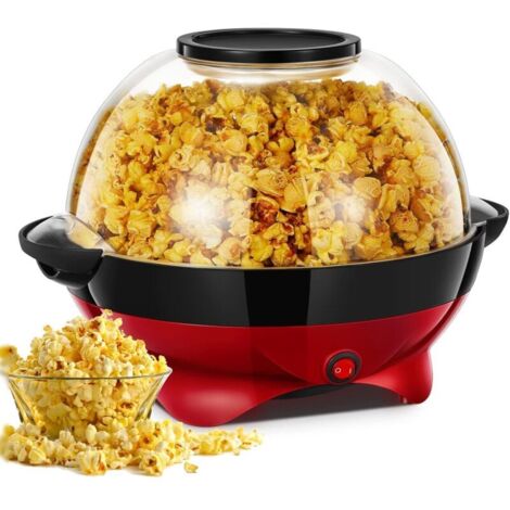 Machine a Pop Corn, 5.5L pour la Maison, 800W avec Plateau de Cuisson Détachable & Revêtement Anti-adhésif, Silencieuse & Rapide, 2 Tasses à Mesurer