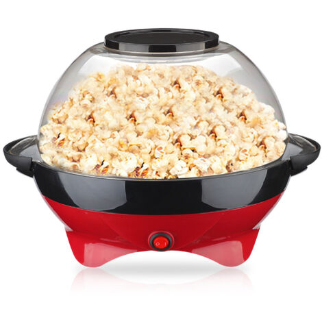 Machine à Pop-corn - Appareil Air Chaud Rapide Sans Huile, San-Graisse, Appareils Pop Corn Maker avec Tasse Mesurer et Couvercle Supérieur Amovible, Revêtement Rouge-Noir