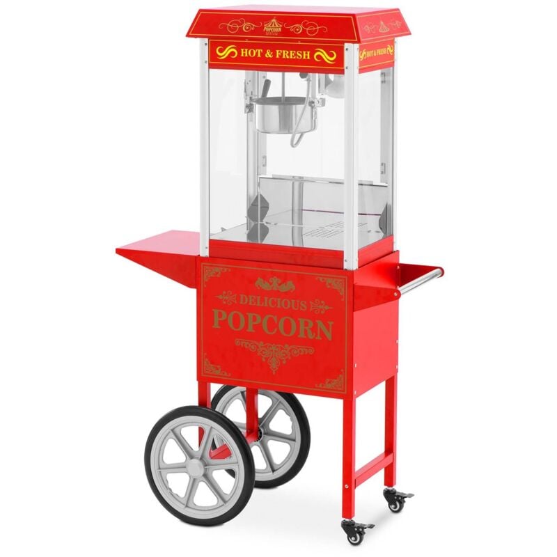 Royal Catering - Machine à pop corn avec chariot Design rétro 195/235°C Rouge Appareil à pop corn