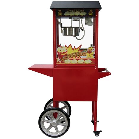 Machine à pop-corn professionnelle 1350W – Chariot avec roues – Capacité 8 oz – Rendement 5 kg/h – Nettoyage facile – Gt Catering