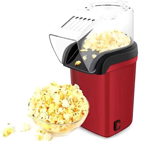 Machine à popcorn à air chaud avec verre doseur pour mesurer les grains de maïs, idéale pour préparer du popcorn sain et sans huile à la maison, parfait pour les soirées cinéma.