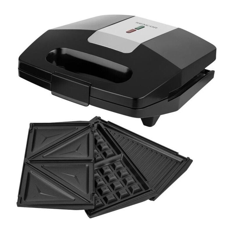 Appareil a croque-monsieur 3 en 1 - SENCOR - SSM 9410SS - 700 W - 3 plaques - Boîtier CoolTouch - Argent