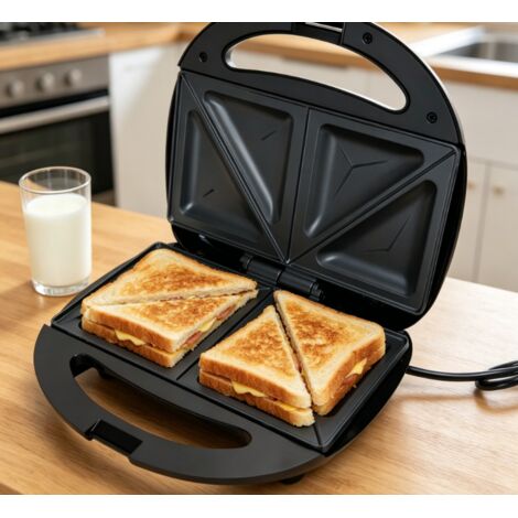 Machine à sandwichs triangulaire Aigostar 750W, surface antiadhésive, double système de chauffage, appareil de cuisson pratique pour petit déjeuner et repas rapide, design compact et performant