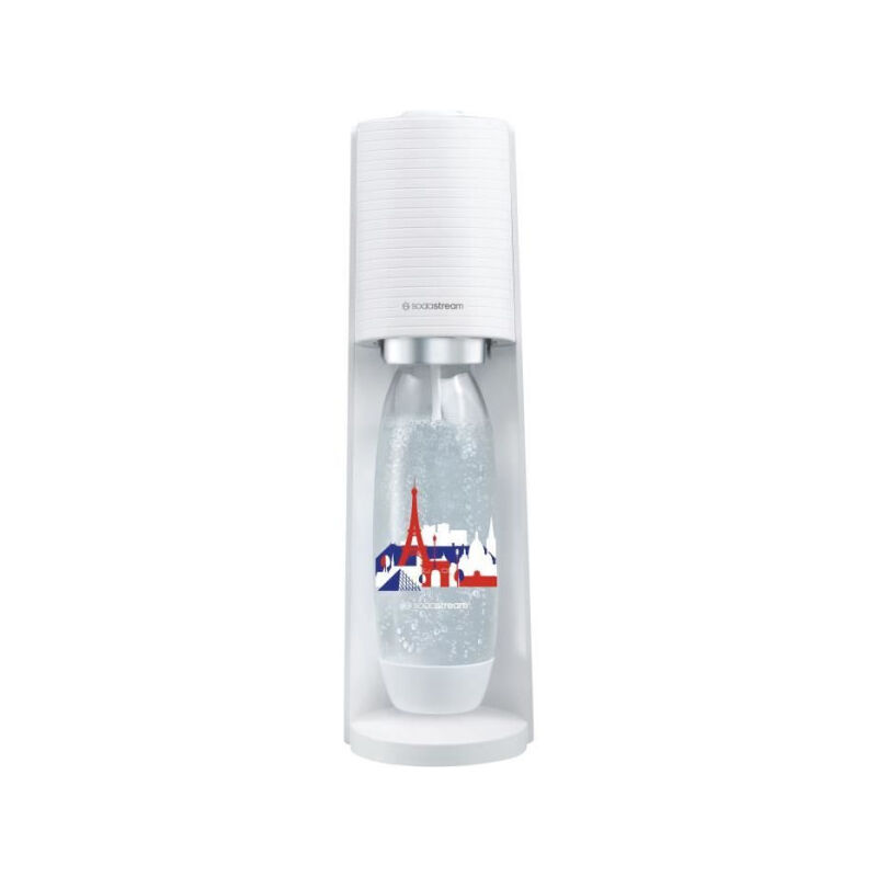 Sodastream - Machine a Soda Terra - Machine a Eau Pétillante Blanche + 1 bouteille 1L Fuse édition France + 1 Recharge de Gaz 60L a Clipser