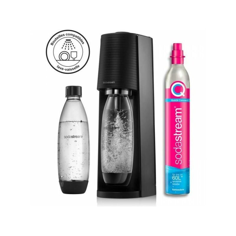 Sodastream - Machine a Soda Machine a soda et eau gazeuse terra Noire + 2 bouteilles compatibles Lave Vaisselle