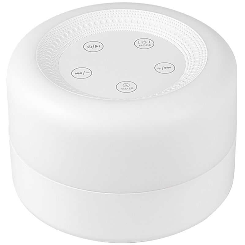 Lifcausal - Machine à sons blanche portable pour bébé, veilleuse réglable avec 12 sons apaisants, 7 couleurs d'éclairage, minuterie pour bébé,