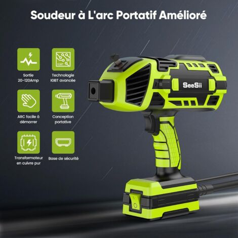 Machine à Souder Améliorée, FA202-220V Soudeuse Portative avec Onduleur IGBT 6 Réglage du Courant Variable, Pistolet de soudage ARC portable pour fils de 3/32"-1/8"