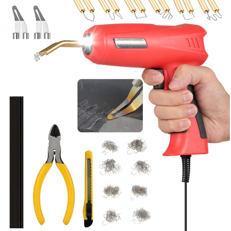 Lepmerk - Machine à souder le plastique 150W, agrafeuse thermique portative 2 en 1, agrafeuse thermique 800 pièces, 10 tiges de soudage en plastique