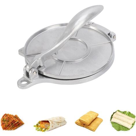 RANIPOBO Machine a tortilla 8 pouces，Tortilla Press Maker Alliage D'aluminium Maïs Tortillas Pate Outils De Presse Fournitures -Blanc