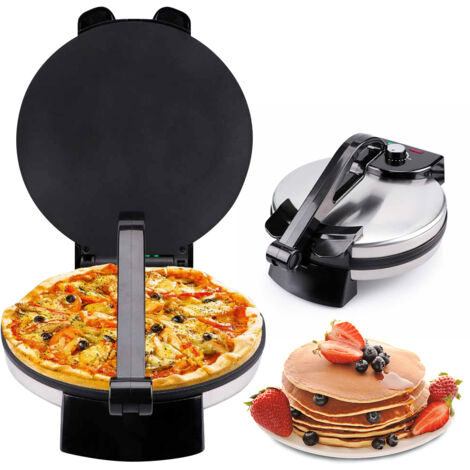 Machine à tortilla électrique en acier inoxydable antiadhésive Roti Maker Machine 1800W Presse à tortilla chauffante double face avec contrôle de la température et enrouleur de cordon