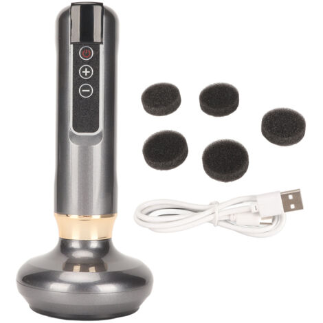 Machine à Ventouses Électrique 6 Vitesses d'Aspiration Corps en Acier Bille Glissante Massage Vacuum Décongestionnant Gris Mat