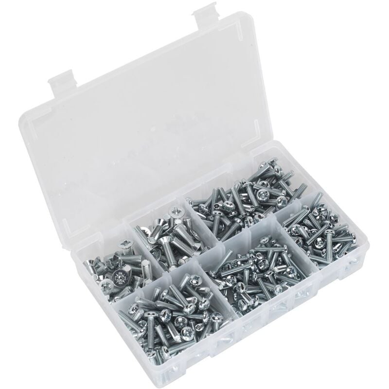 Sealey - Machine (Body) Screw Assortment 264PC M5-M8 Countersunk din 965Z & Pan He