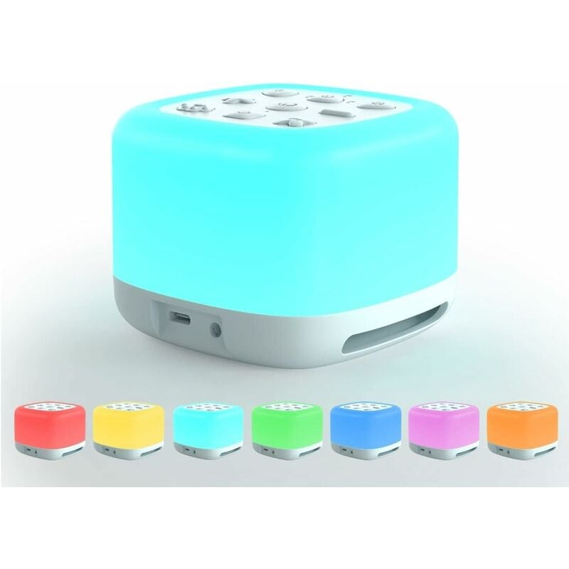 Machine à bruit blanc avec haut-parleur Bluetooth, veilleuse 40 sons apaisants, 9 couleurs lumineuses, portable et rechargeable pour bébé, enfants et