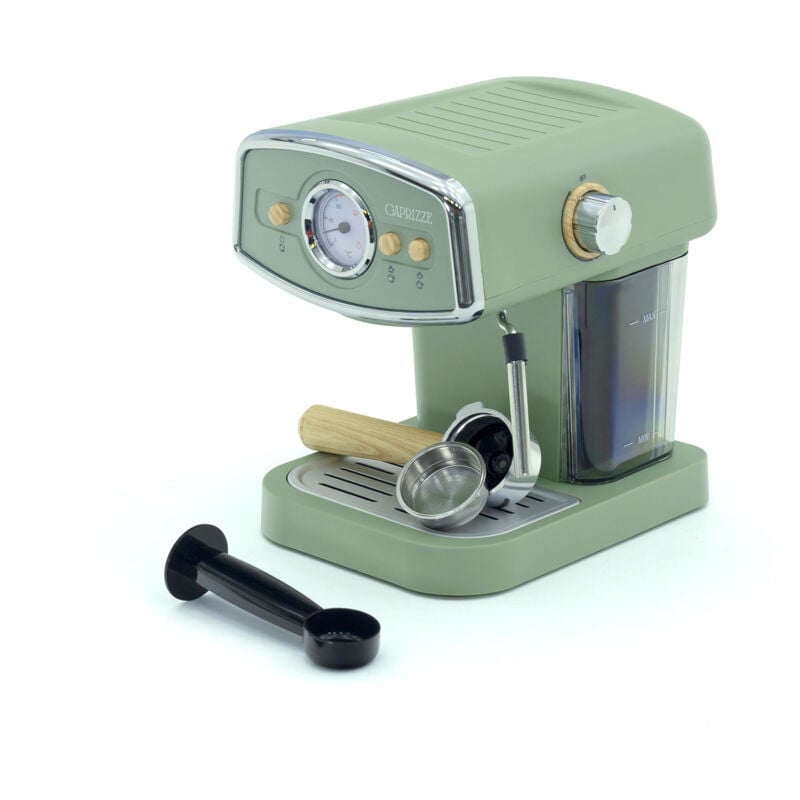 Machine à Café Espresso Caprizze Kai 1050W 15 Bars Semi-automatique Capacité 5 Tasses de Café avec Vaporisateur Vert Mat