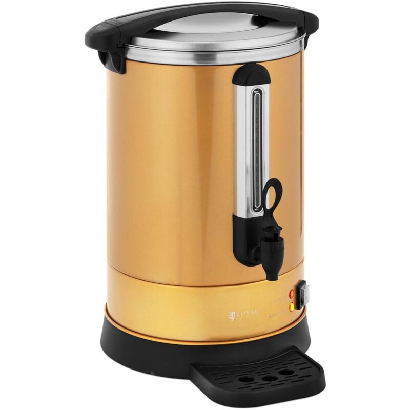 Royal Catering - Machine à Café Filtre Pro Grande Cafetière Percolateur 14L Inox Robinet Or