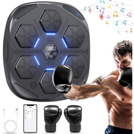 Machine De Boxe Musicale Moderne Machine De Boxe Musicale, Music Boxing Machine Adulte,Cible De Boxe Murale Avec Gants De Boxe, Prend En Charge Bluetooth, 9 Modes De Vitesse Et Mode Comptage Pour