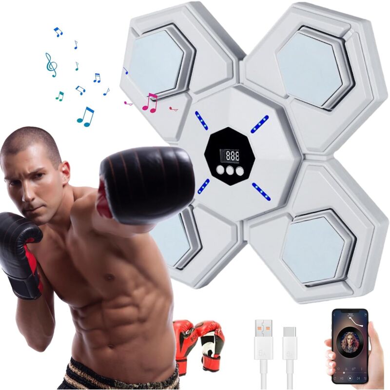 Machine Boxe Musicale, Machine de Boxe Musicale Intelligente à LED Appareil de Boxe électronique Portable Mural, Améliore la Coordination œil-Main et