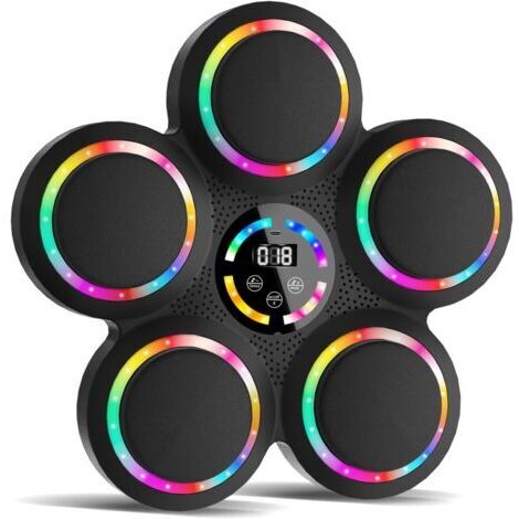 Machine de Boxe Musicale Intelligente avec Bluetooth, Lumières LED et Niveaux de Vitesse pour Adultes et Enfants, Équipement Entraînement Anti-Stress avec Gants de Boxe pour Exercice Domicile