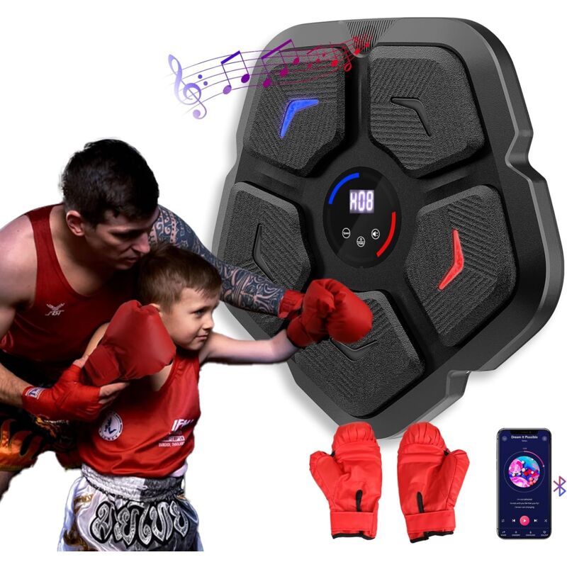 Machine de Boxe Musicale Intelligente,9 Niveaux de Vitesse et de Volume, 2 Modes Équipement de Boxe, Machine à Musique Murale pour Adultes, Machine