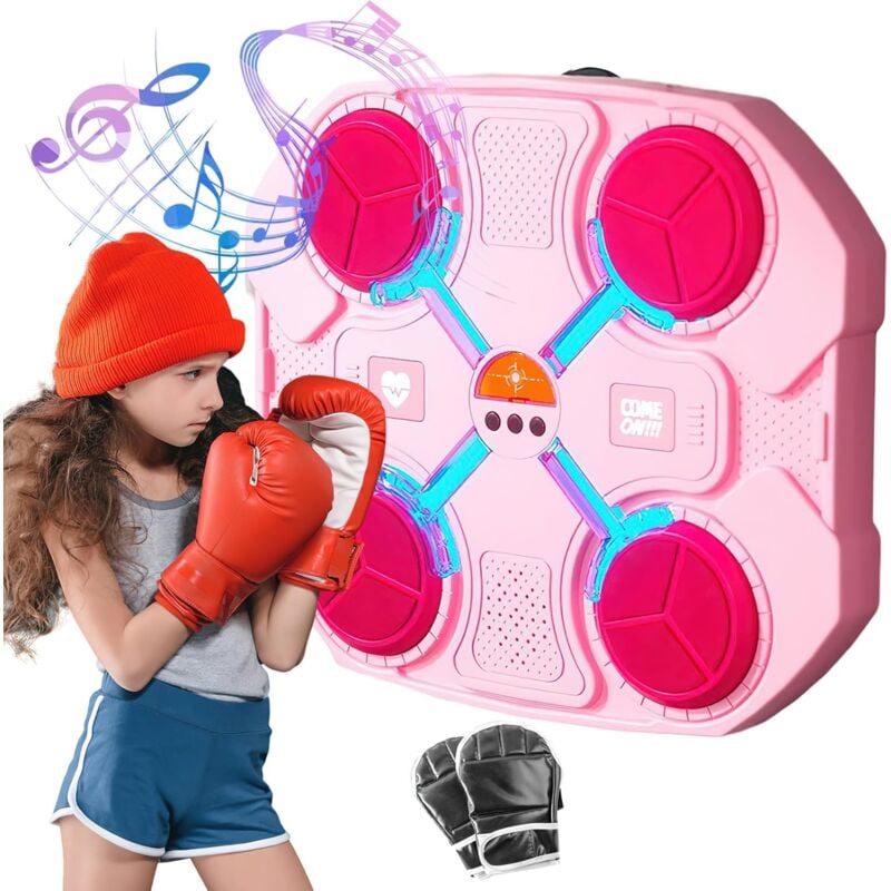 Machine de Boxe Musicale, Machine De Boxe Musicale Enfant, 2024 Nouvelle Machine de Boxe Murale Intelligente avec Gants, Smart Bluetooth Music Boxeur