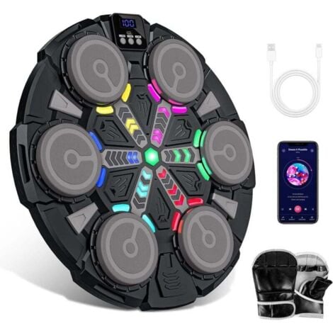 LIIYIELA Machine de boxe musicale, nouvelle machine de boxe murale musicale, avec gants de boxe, connexion Bluetooth, lumières LED colorées, plusieurs modes d'entraînement