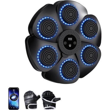 Machine De Boxe Musicale pour Adultes Et Enfants, Machine De Boxe LED Intelligente, Bluetooth, avec Gants De Boxe, But De Boxe Mural, 9 RéGlages De Vitesse Et Mode De Comptage