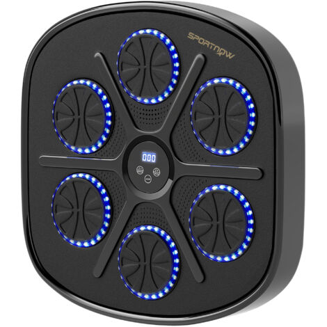 Machine de boxe musicale SPORTNOW 9 modes Bluetooth LED avec gants noir