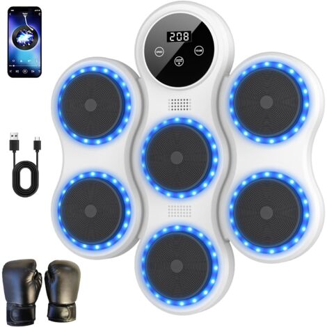 Machine de Boxe Musicale,9 Vitesse Cible Boxe Mural Musique avec Gants de Machine,Comptage Intelligent et Bluetooth Musicboxing pour Entraînement à la Maison,pour Adultes et Enfants Exercice