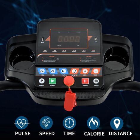 OHJIJINN Tapis de course d'intérieur, tapis roulant pliant avec niveaux de vitesse prédéfinis, connectivité Bluetooth et affichage LED, noir