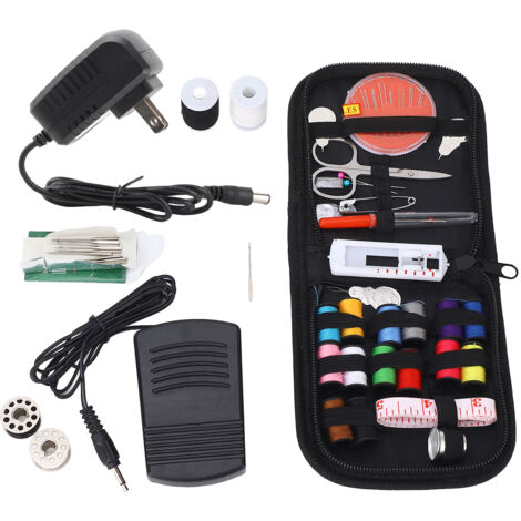 Machine de couture électrique portable multifonction - Kit débutant complet 42 pièces avec 12 motifs de points, 2 vitesses, enroulement automatique, lumière, pédale et compartiment de rangement