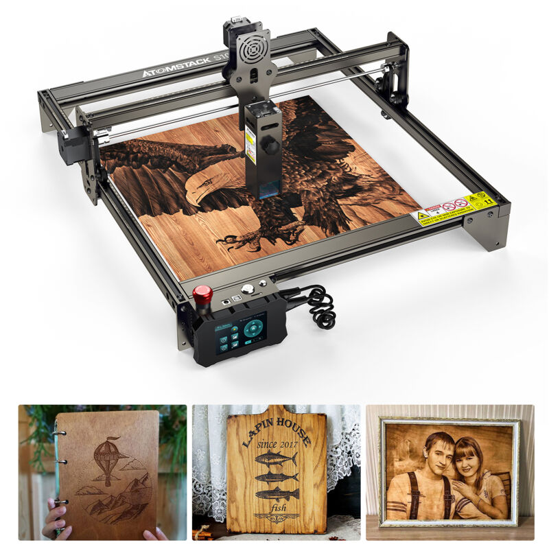 Machine de découpe de gravure laser de bricolage de bureau, zone de gravure de 410x400mm, laser ultra-mince à mise au point fixe haute énergie, pour