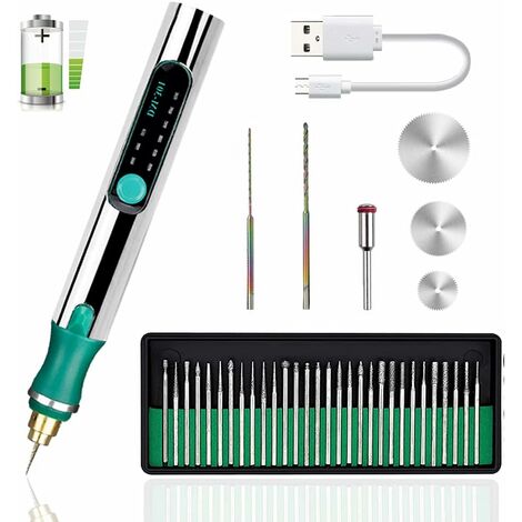 Machine de gravure rechargeable USB, Mini machine de gravure Électrique, Outil rotatif sans fil gravure de bijoux, Verre bois pierre métal plastique, Stylo de gravure portable kit d'outils de gravure