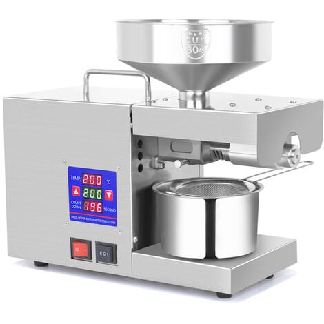 Machine de presse à huile 610 W, contrôle de la température 0  300 ℃, grand port d'alimentation de 38 mm, pour le lin de colza, d'arachide et de soja