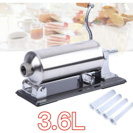 Machine de remplissage de viande Machine à saucisse Remplissage de viande hachée Équipement en acier inoxydable Horizontal 3 6 L (Argent)