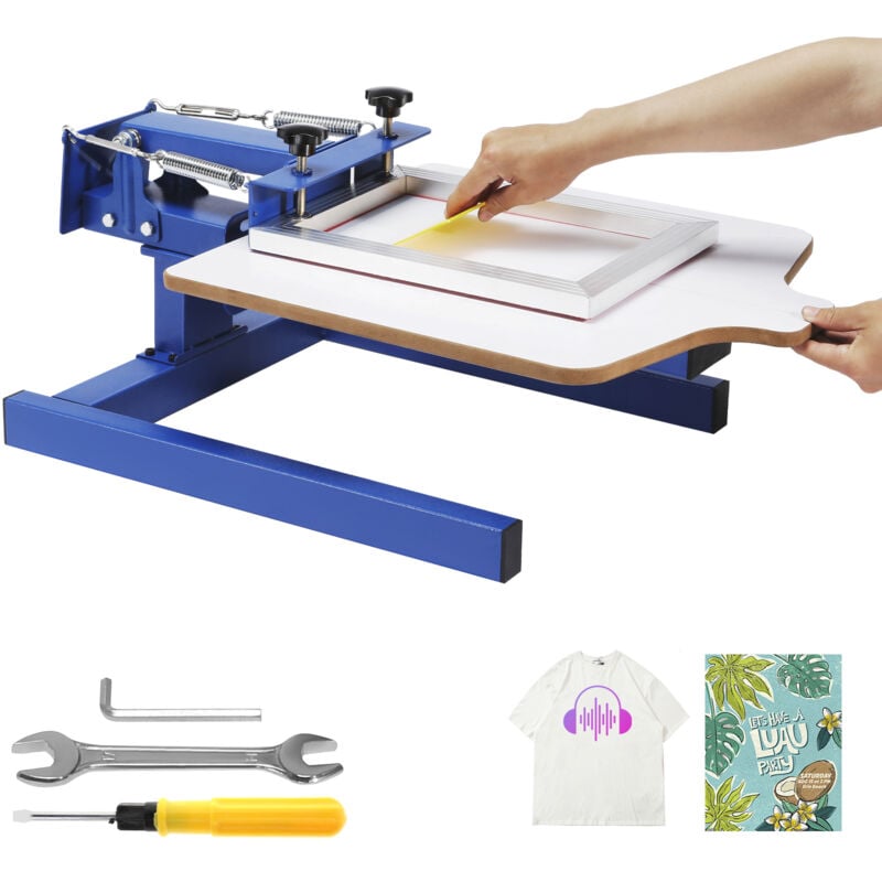 Mophorn - Machine de sérigraphie 1 couleur 1 station 21,2 x 17,7 pouces avec palette double couche, tension réglable pour le bricolage de t-shirts