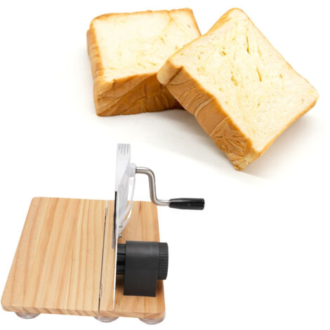 Machine de Slicing de Pain Manuel avec Base à Ventouses - Couteau à Pain à Manivelle pour Cuisine Domestique et Commerciale en Acier Inoxydable et Bois Composite