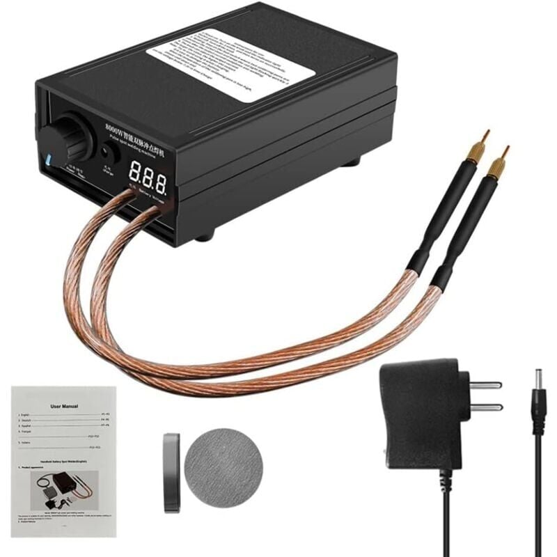 SNQ - Machine de Soudage par Points Portable 8000W Reglable 0-1200A Batterie au Lithium 9600mAh Stylo a Souder Double pour Batterie 18650