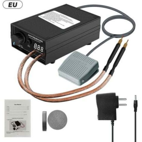 Machine de Soudage par Points Portable 8000W Reglable 0-1200A Batterie au Lithium 9600mAh Stylo a Souder Double pour Batterie 18650,