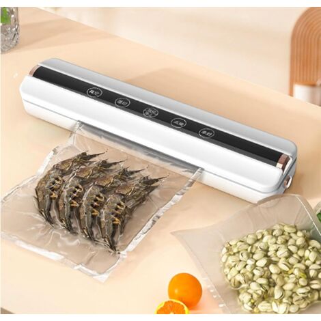 Machine d'emballage sous vide 4 en 1, 62 capsules, compacte, pour aliments secs ou humides, 10 sachets plastiques - Blanc