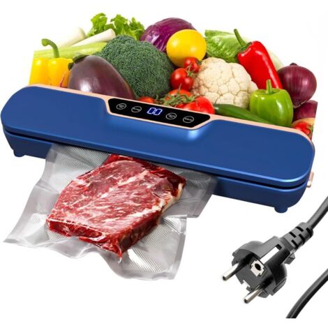 Machine d'emballage sous vide 4 en 1, 62 capsules, compacte, pour aliments secs ou humides, 10 sachets plastiques - bleu