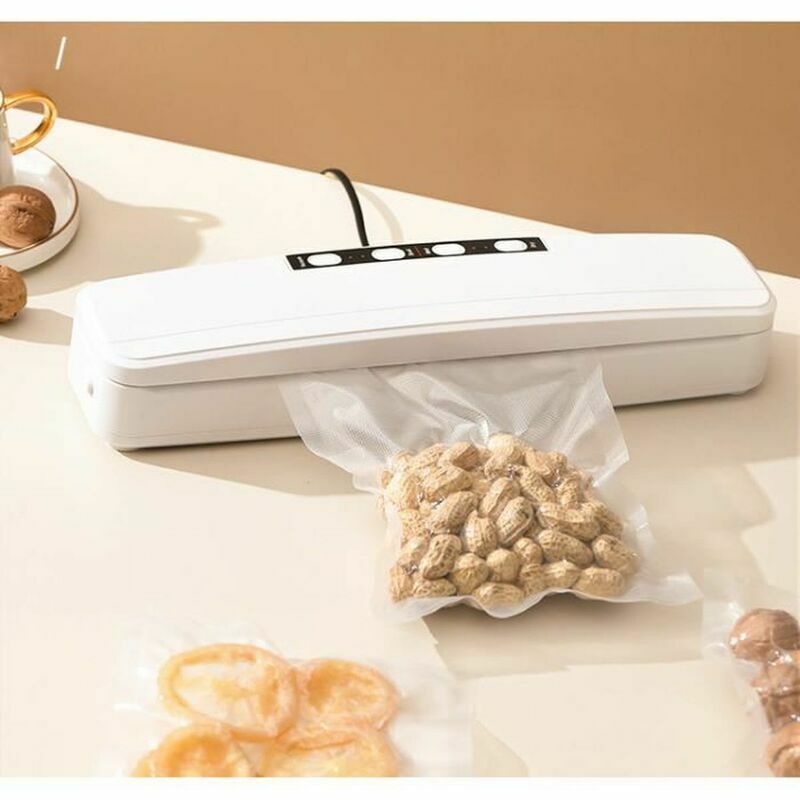 Machine d'emballage sous vide domestique Machine de scellage en plastique humide et sèche automatique d'aliments avec 10 sacs blanc