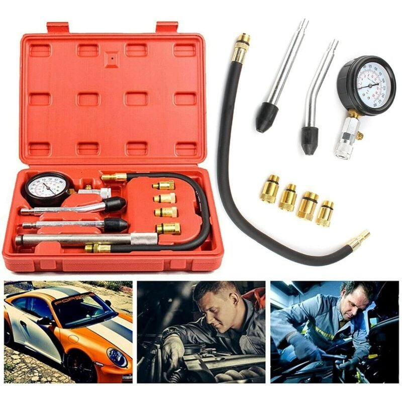 Dayplus - Machine d'essai de compression de moteur à essence de 9 pièces machine d'essai de pression machine d'essai d'essence de moto