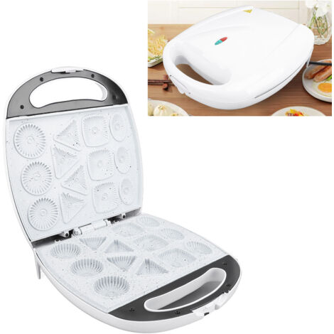Machine électrique à biscuits compacte avec manette sécurisée et plaque antiadhésive aluminium - 13 empreintes - 110V US - pour waffles et breakfast