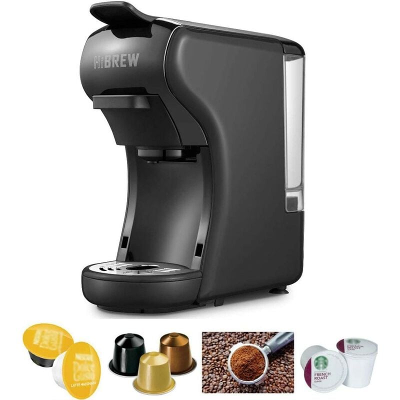 Hibrew - Machine Espresso dg 4-en-1 Multi-Fonction Compatible avec Capsule Nes Original, Capsule dg et Café moulu, Pompe Italienne 19 Bar Haute